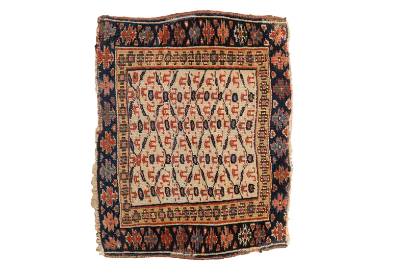 1.5x2 Antique Kurdish Square Rug Mat