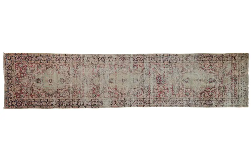 2.5x10 Antique Distressed Kerman Rug Runner