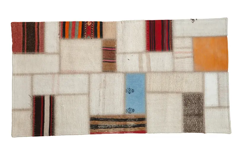 2.5x5 Vintage Turkish Patchwork Design Rug Runner