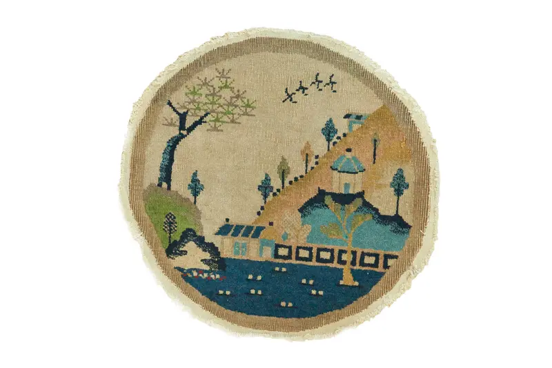 2x2 Vintage Chinese Round Rug Mat