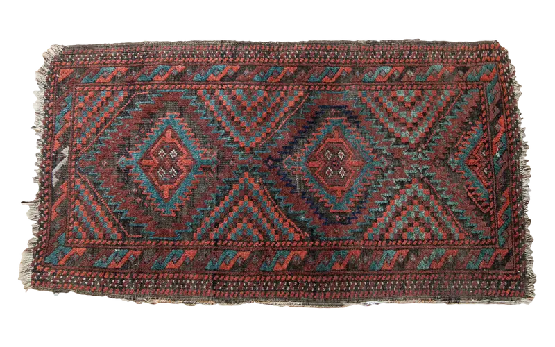 2x3 Lightly Tattered Balouch Rug