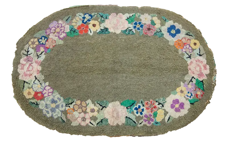 2x4 Antique American Hooked Rug