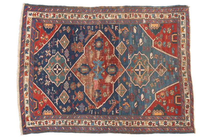 4x5 Antique Distressed Seichor Kuba Rug