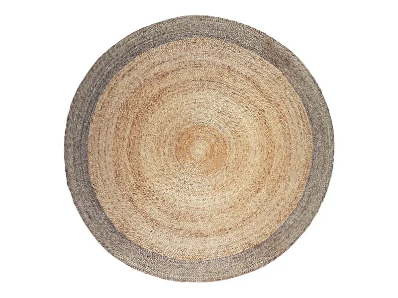 5' Round Hemp Rug with Pewter Border