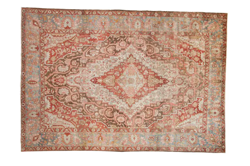 7x10 Antique Distressed Sarouk Carpet