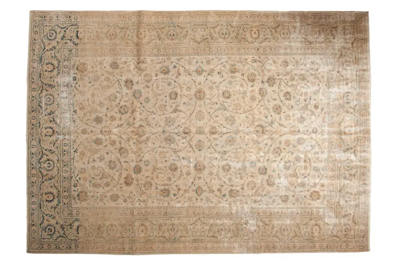 8.5x12 Vintage Distressed Kashan Carpet