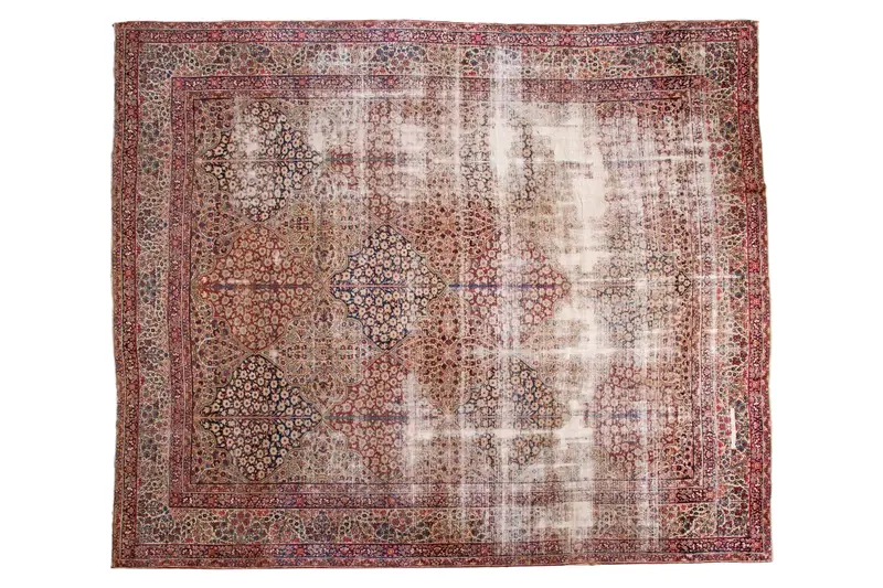 9x11 Antique Kerman Panel Carpet