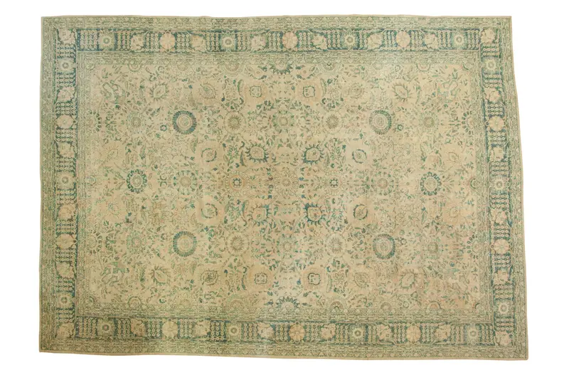 9x12.5 Vintage Distressed Tabriz Carpet