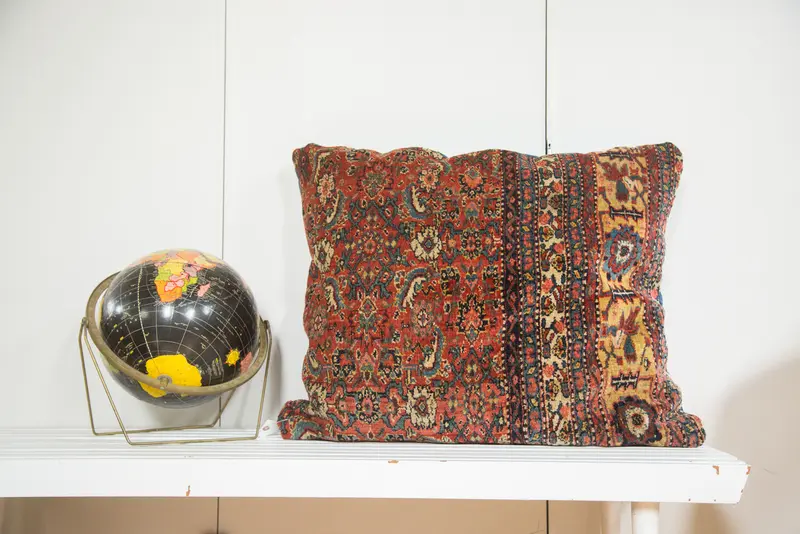 Antique Bijar Floor Pillow