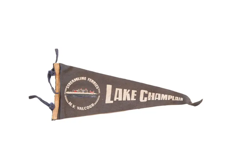 Antique Gray Streamline Ferries Lake Champlain Felt Flag