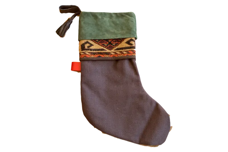 Antique Rug Fragment Stocking Green