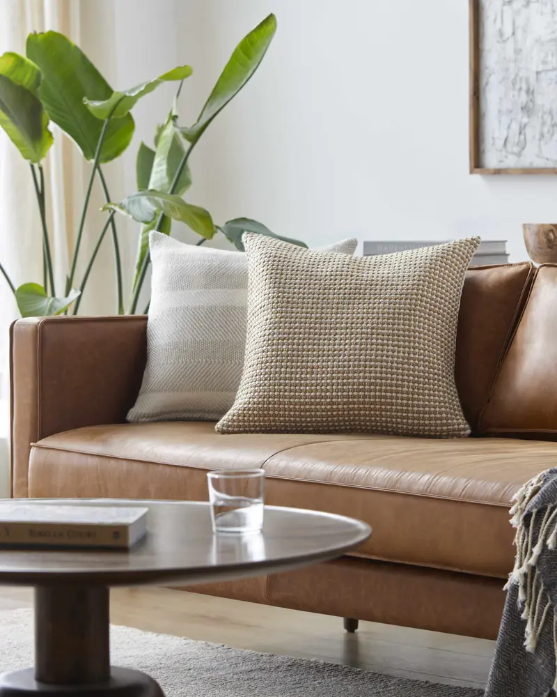 Aurok Mustard Ribbed Texture Modern Polyester Accent Pillow