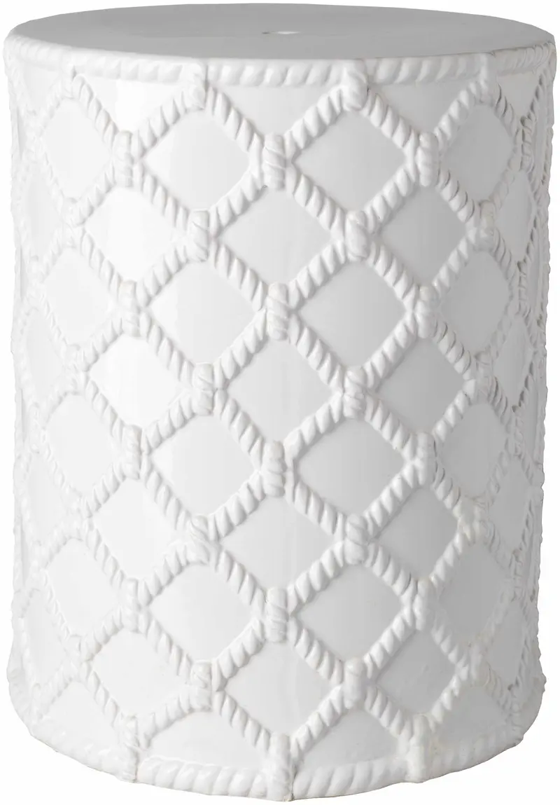 Balagui White Rope Pattern Ceramic Outdoor Stool