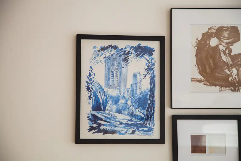 Blue Minimalistic Central Park NYC Lithograph 3