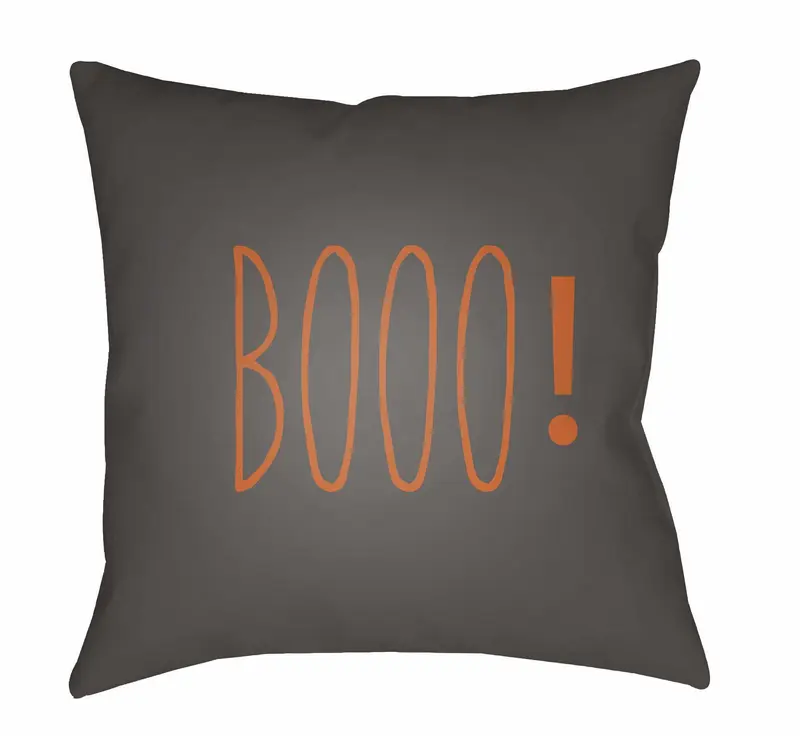Booo Printed Gray & Orange Outdoor Pillow