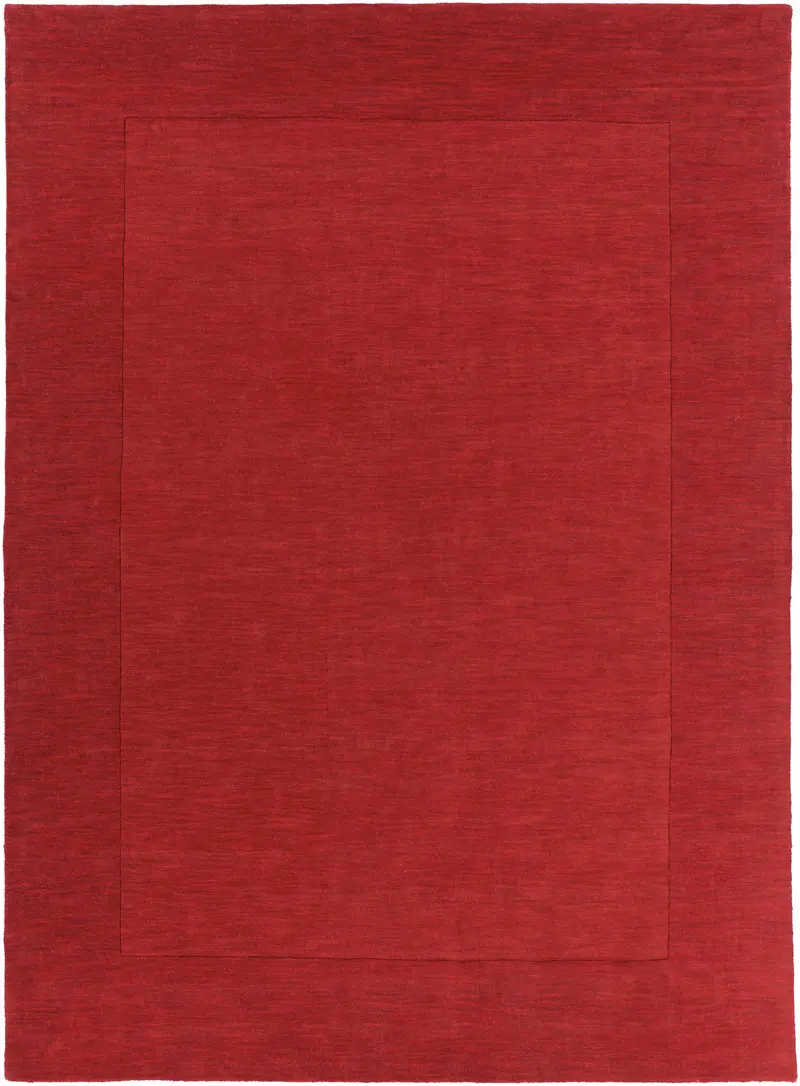 Bordered Solid Red Wool Rug