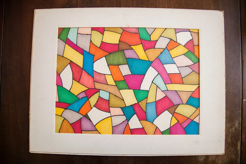 Colorful Mosaic, Shape Art in Ink