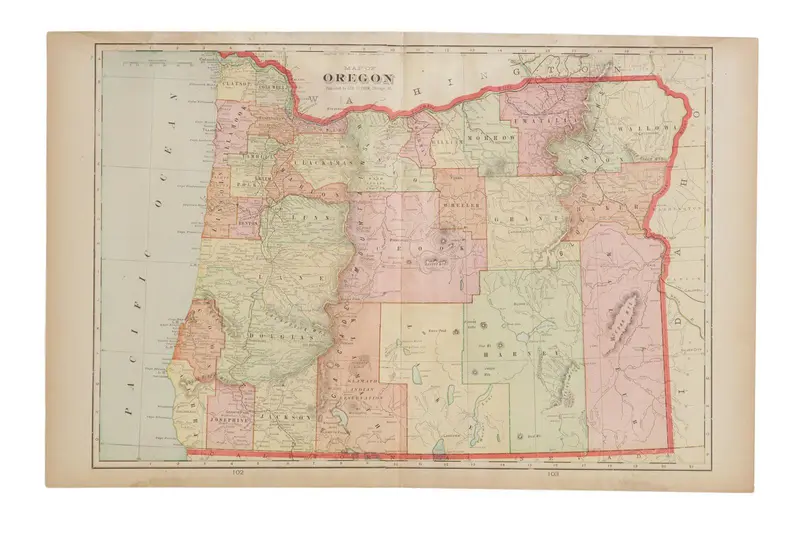 Cram's 1907 Map of Oregon