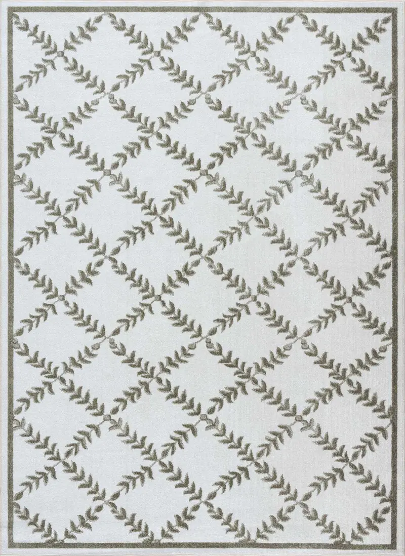 Donier Beige Geometric Washable Area Rug