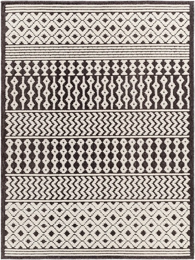Drago Black Trellis Washable Rug - Clearance