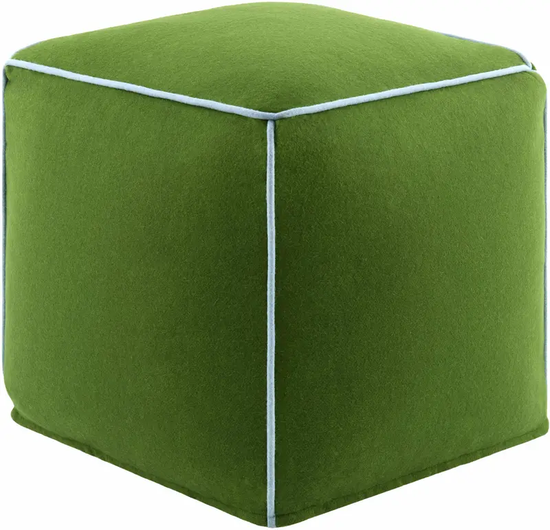 Dudo Green Wool Pouf Ottoman