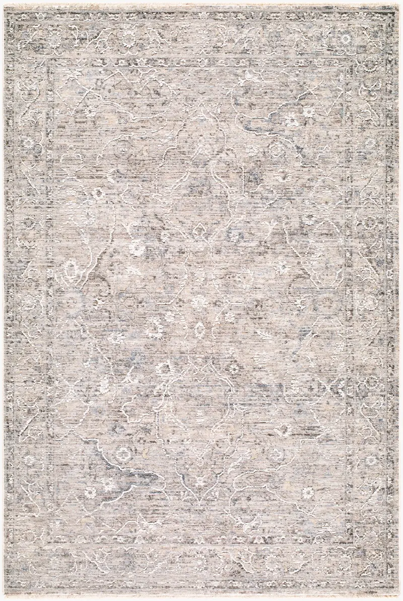Fadii Light Gray Persian Machine Woven Polyester Area Rug