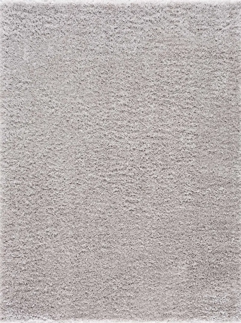 Faina Solid Light Gray Shag Washable Area Rug