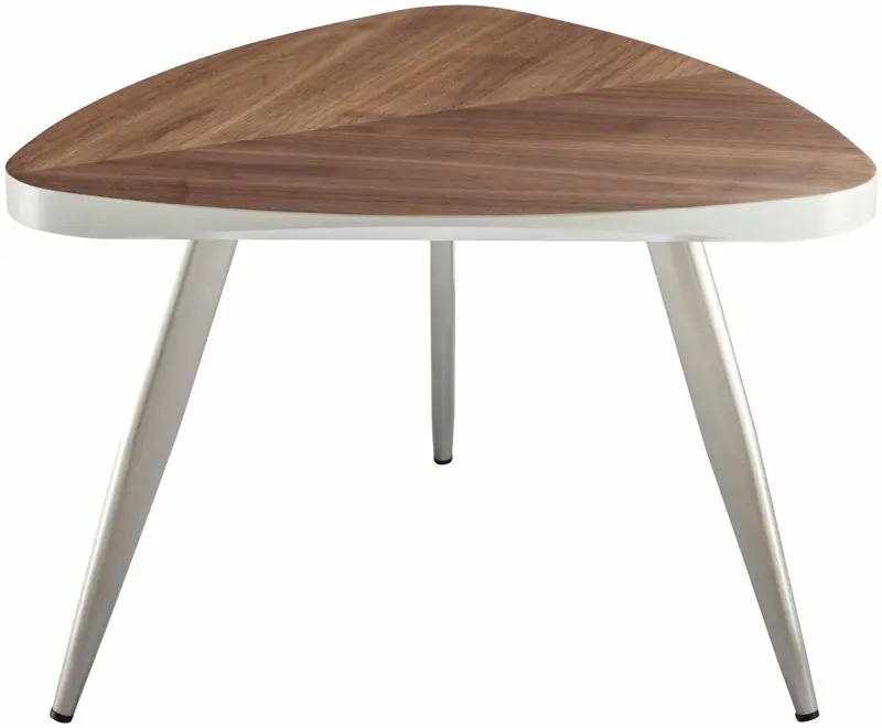 Frankleben Triangular Steel Base Wooden End Table - Clearance