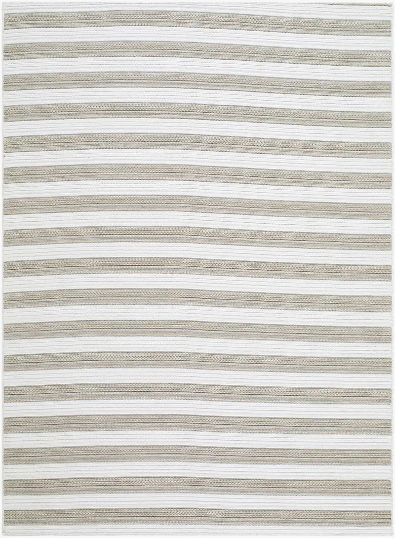 Frymet Beige Striped Washable Area Rug