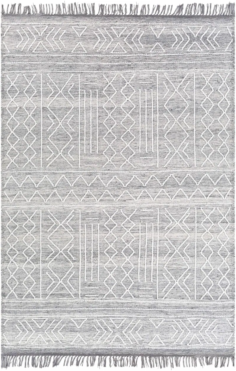 Gray Clintwood Wool Tassel Carpet - Clearance