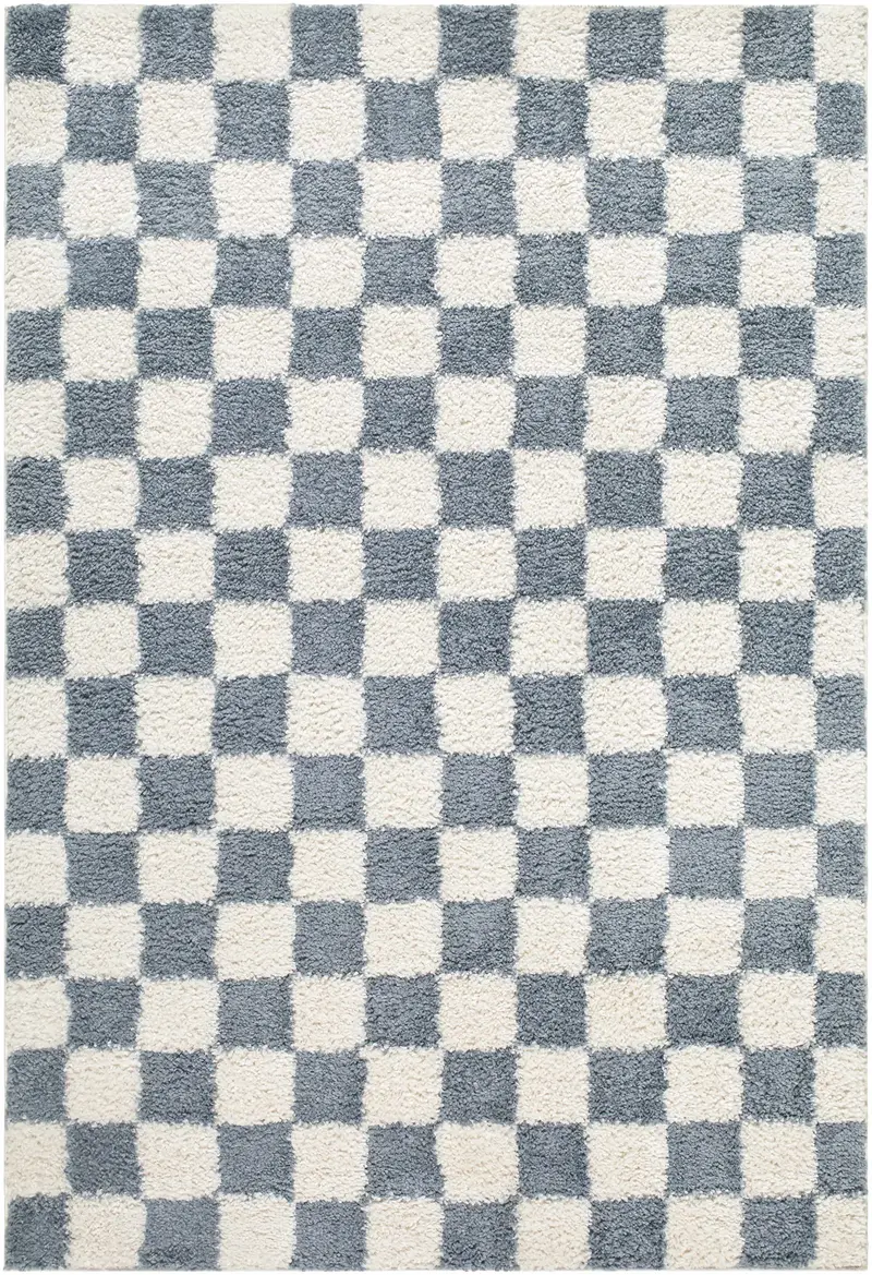 Gridline Gray & Ivory Checkered Area Rug