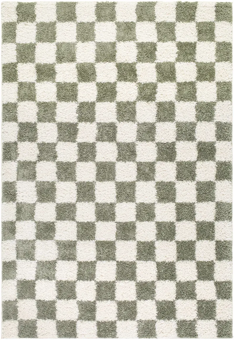 Gridline Olive & Ivory Checkered Area Rug