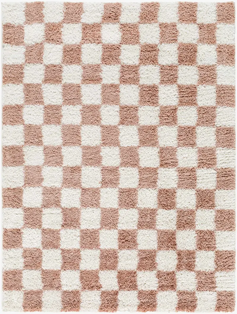 Gridline Pink & Ivory Checkered Area Rug