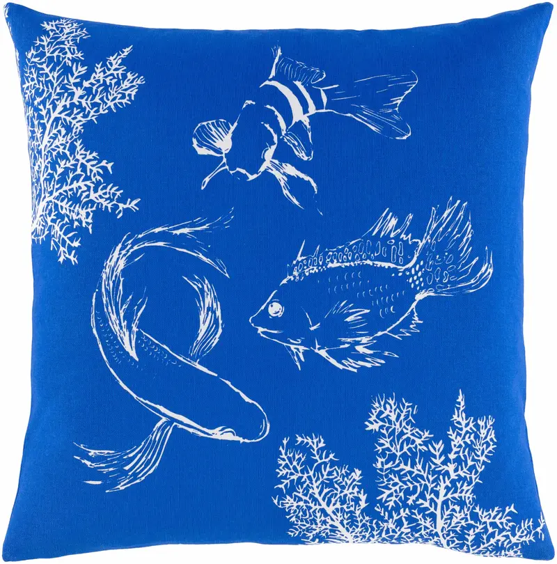 Gulgong Blue Fish Coral Throw Pillow - Clearance