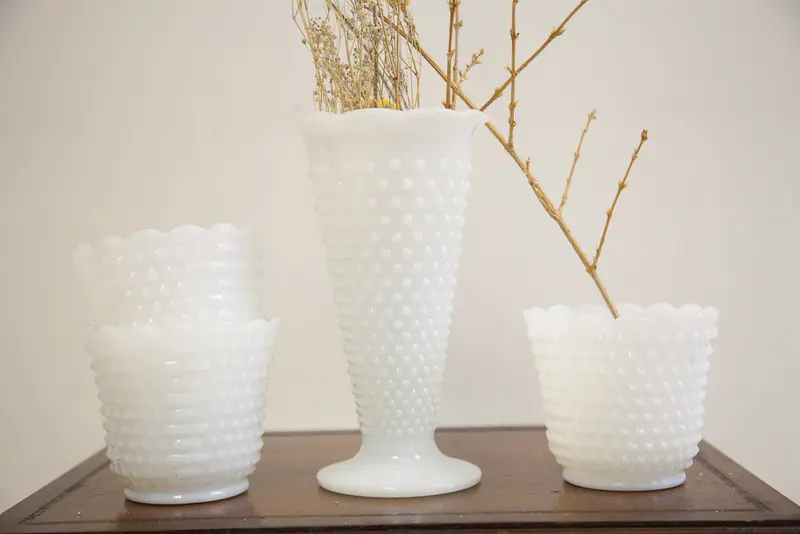 Hobnail Milk Glass Vases
