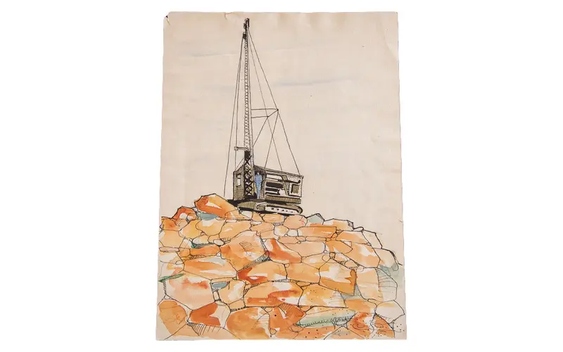 Industrial Man and Machine Watercolor