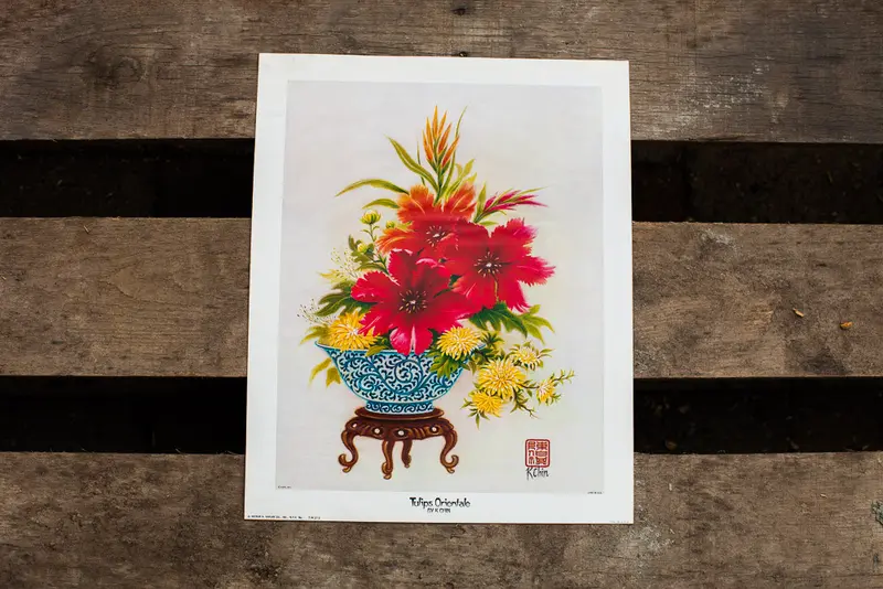K Chin Tulips Orientale Lithograph