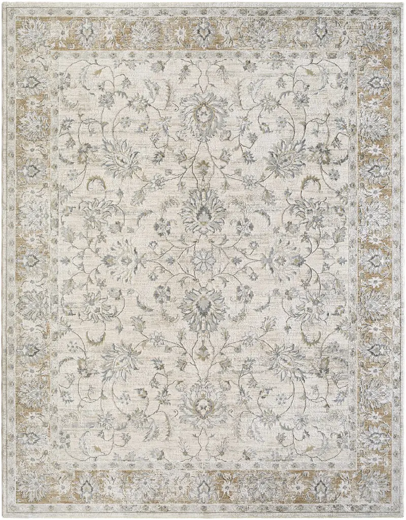 Kerem Cream Thick Luxe Damask Rug