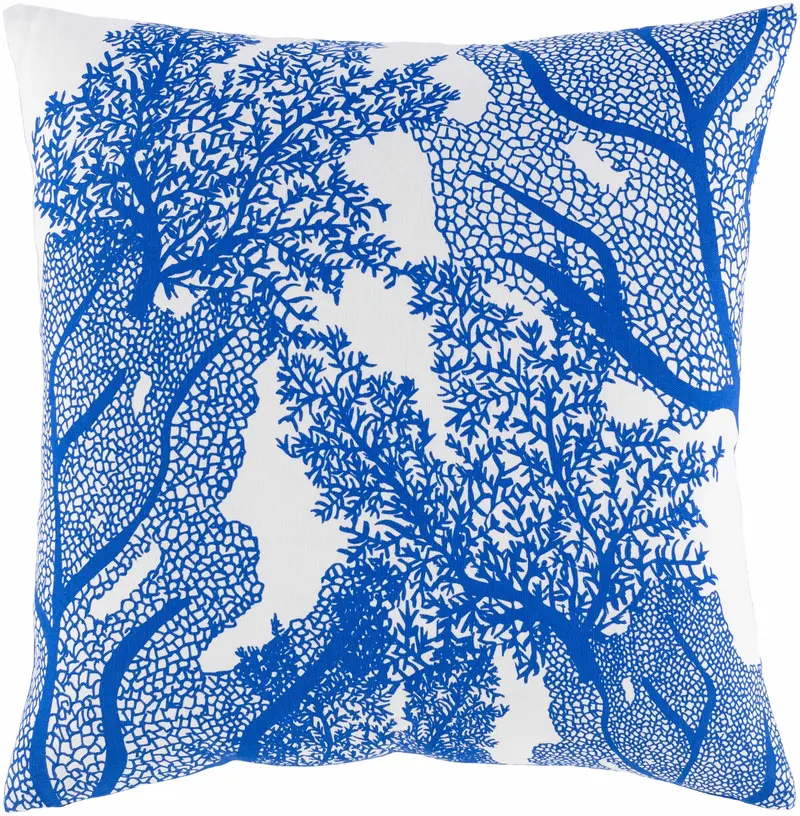 Kingsteignton Blue Coral Pattern Throw Pillow - Clearance