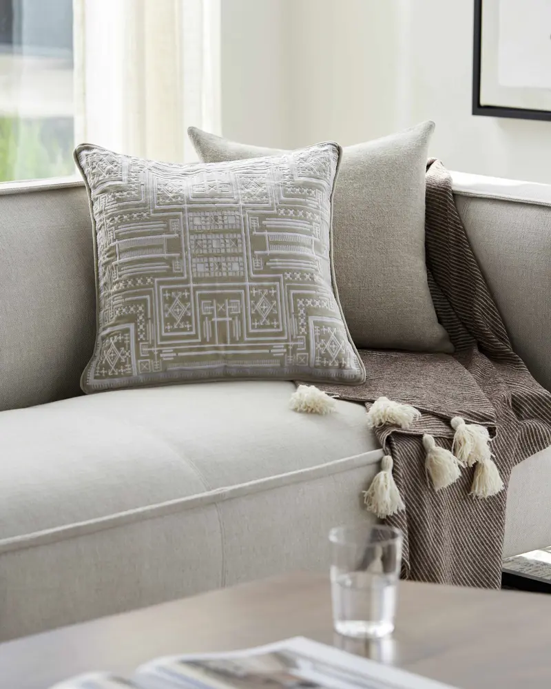Kishi Beige Throw Pillow - Clearance