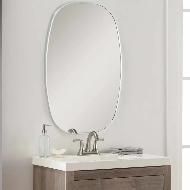 Kopparberg Metallic Silver Gold Frame Round Mirror