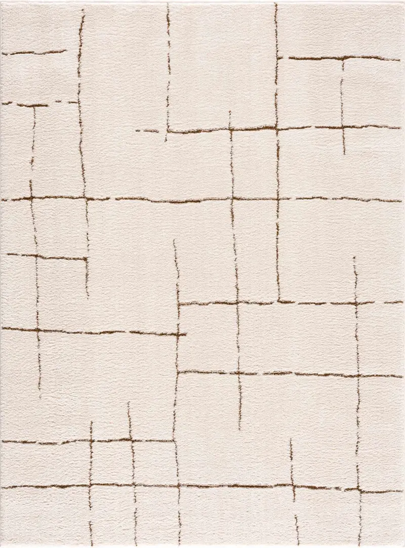 Koume Ivory & Brown Area Rug