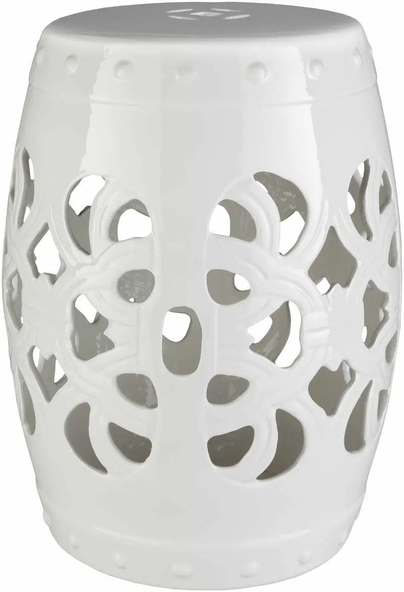 Lalauigan White Ceramic Outdoor Stool Table