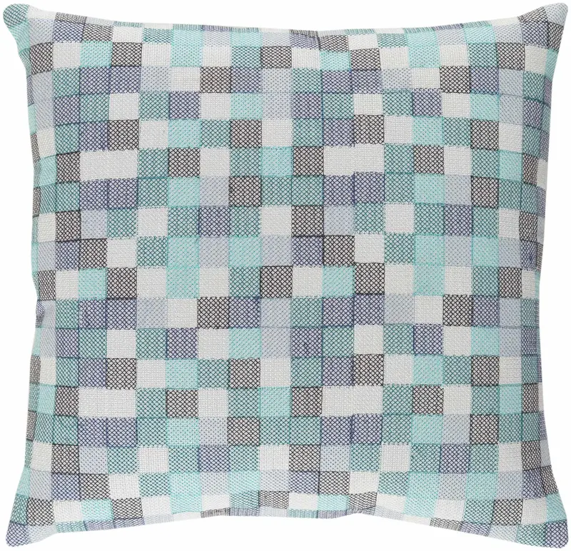Lanagan Blue Checkered Square Pillow - Clearance