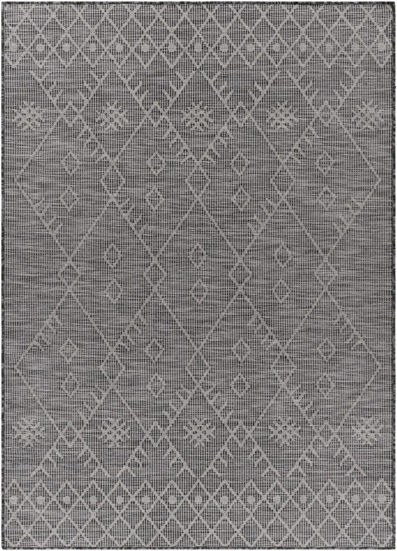 Lorena Charcoal Flatweave Trellis Outdoor Carpet - Clearance