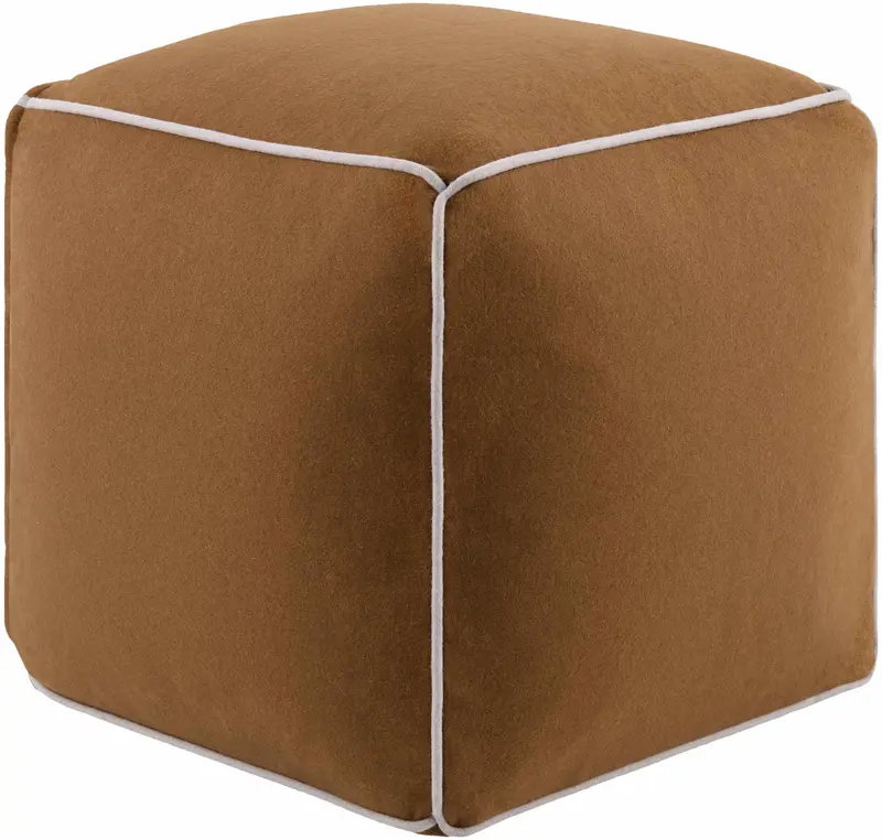 Lusaa Tan Wool Pouf Ottoman