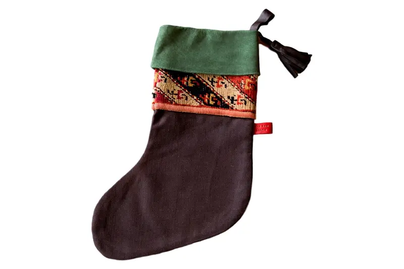Luxe Heirloom Rug Fragment Stocking Charcoal