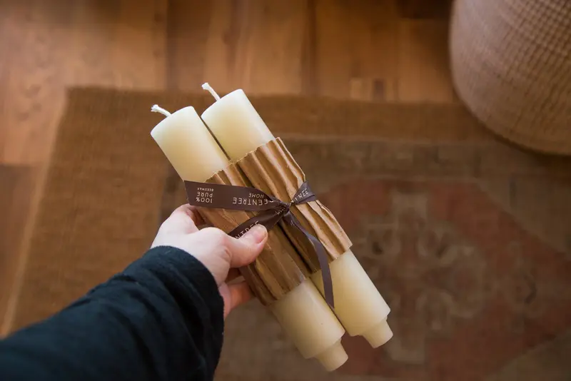 Made in NY Beeswax Candle Column Tapers Cream