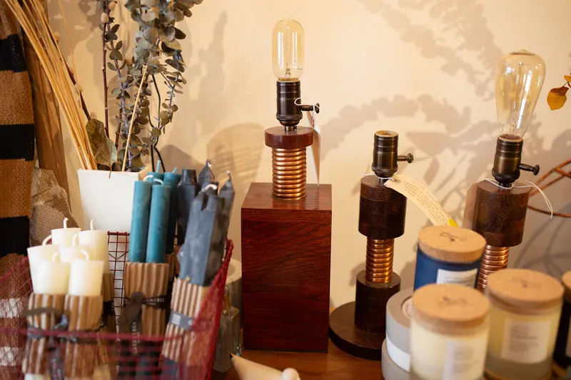 Made in USA Oak Copper Edison Lamp