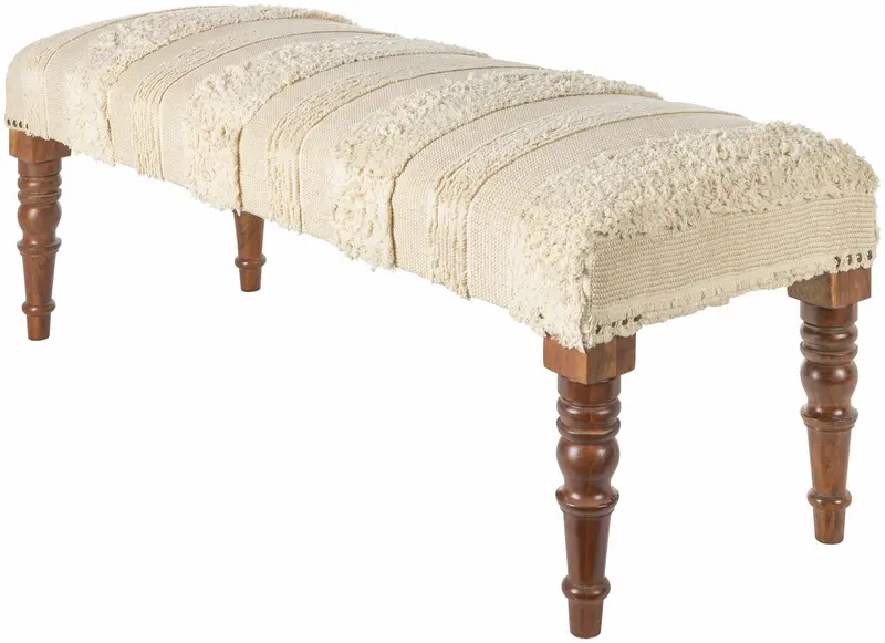 Manzaneque Chenille Striped Beige Bench